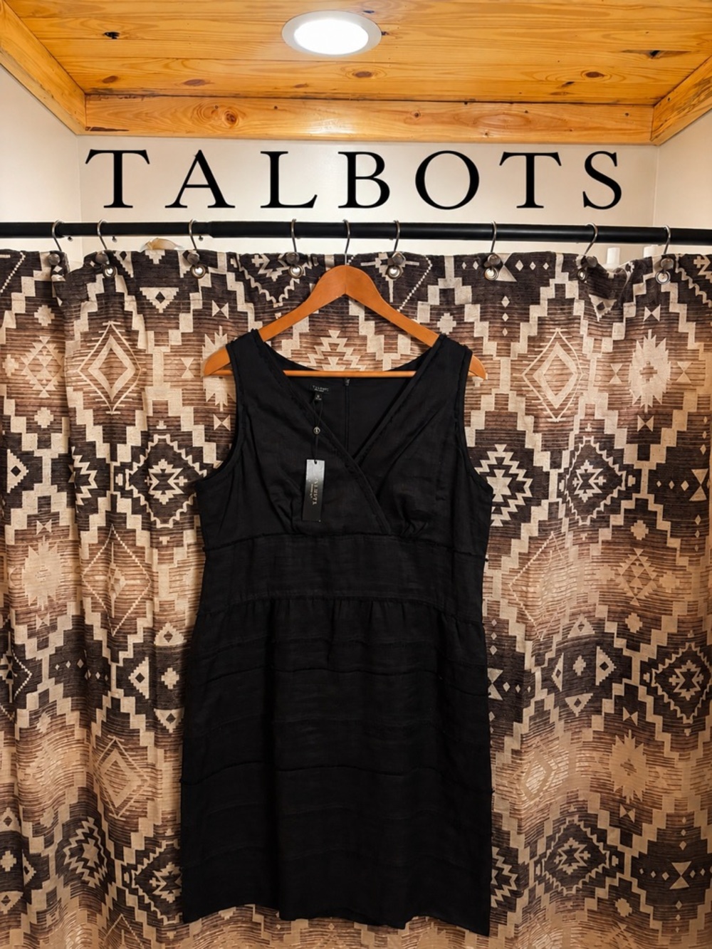 Women’s NWT Talbots Black Linen Sheath Dress, Size 16
